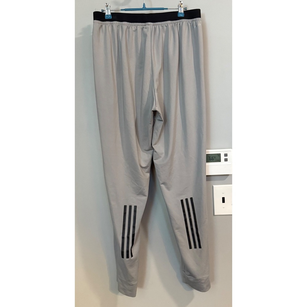 Adidas Mens Athletic Jogger Pants Gray Size L 3 Stripe Logo Casual Sportswear